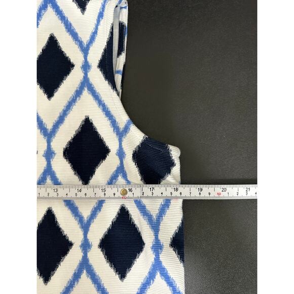 Talbots Women Black Blue Printed TankBlouse Thick Material Size MP Office Career - Picture 8 of 9